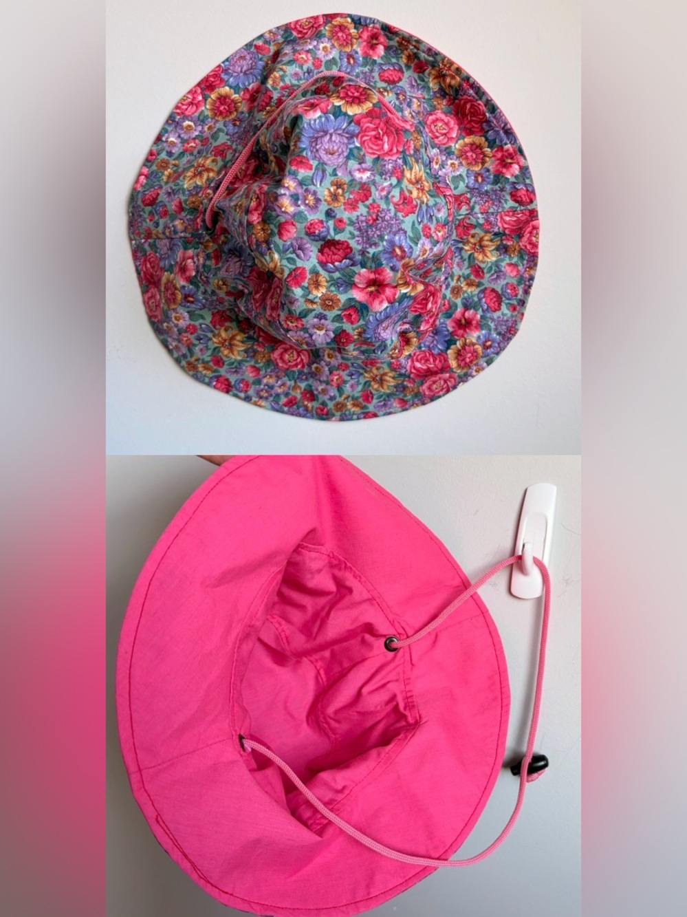 Handmade Kids Floral Sun Hat - Pink Bucket Hat